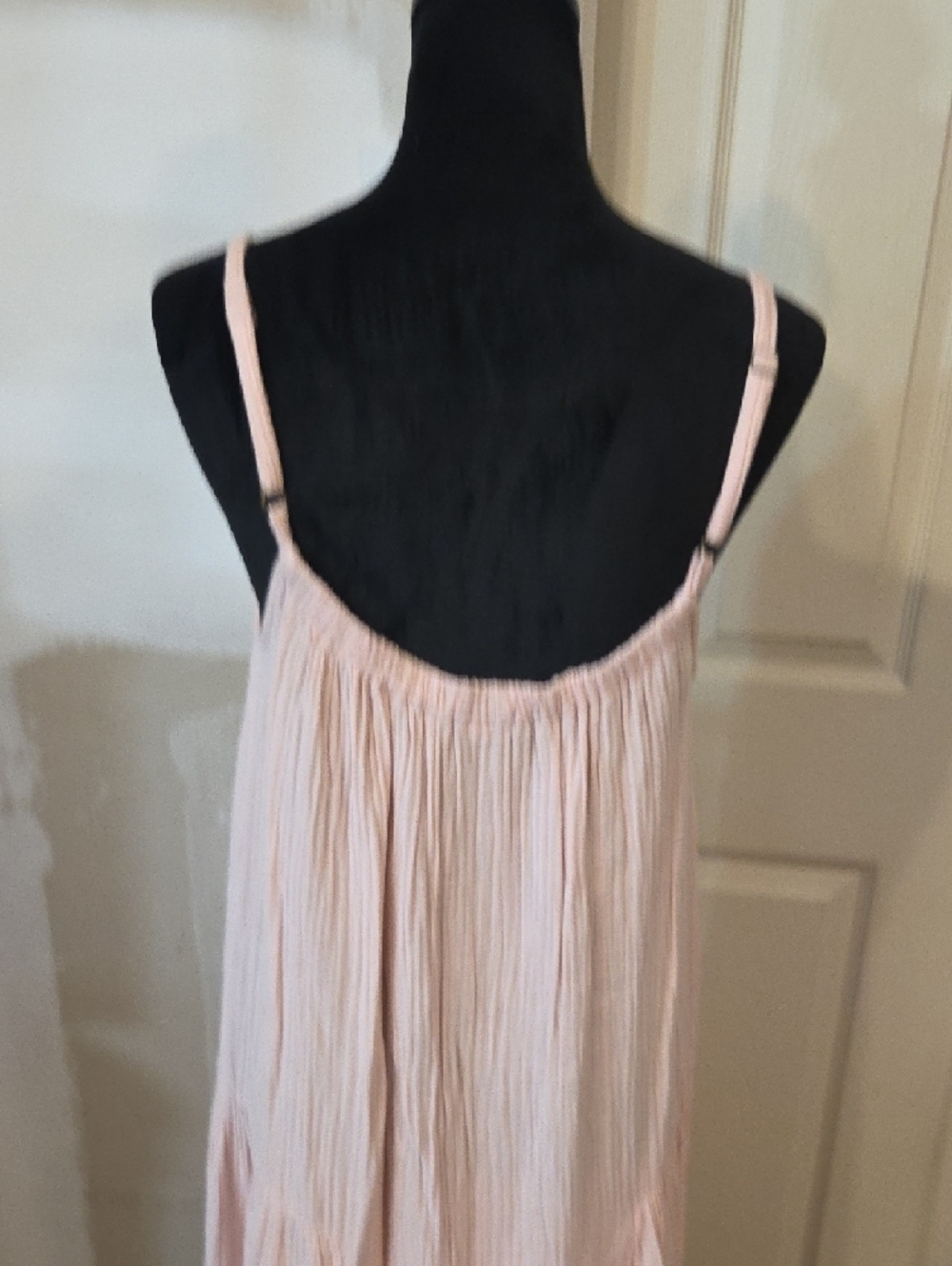 dylan Pale Pink Spaghetti-Strap Maxi Dress Summer Beach Crinkle Flowy Cotton - Picture 6 of 14